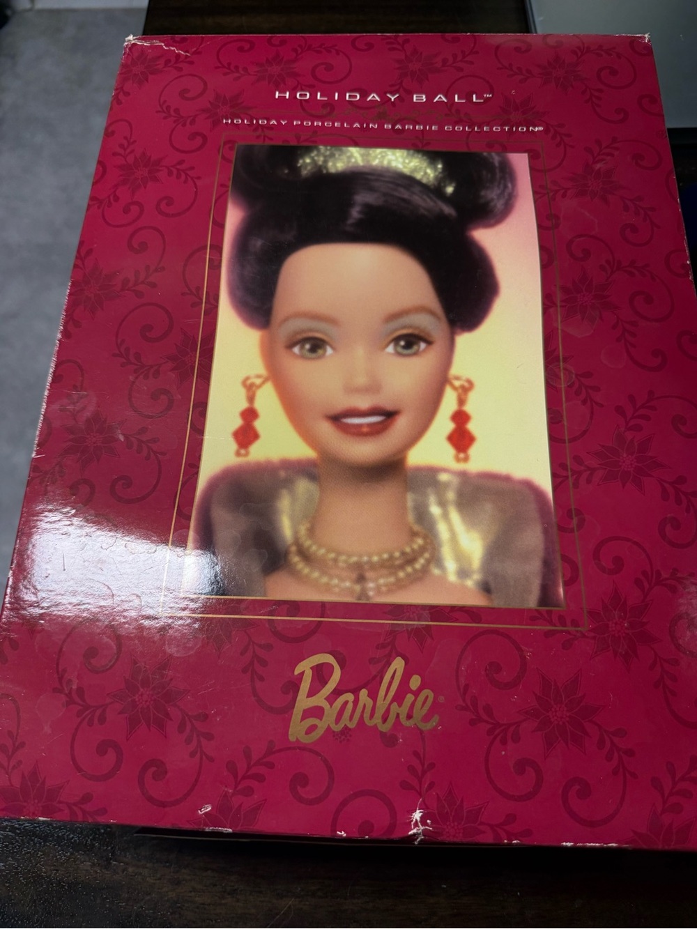 Barbie Holiday Ball Porcelain Doll Box - Red Packaging